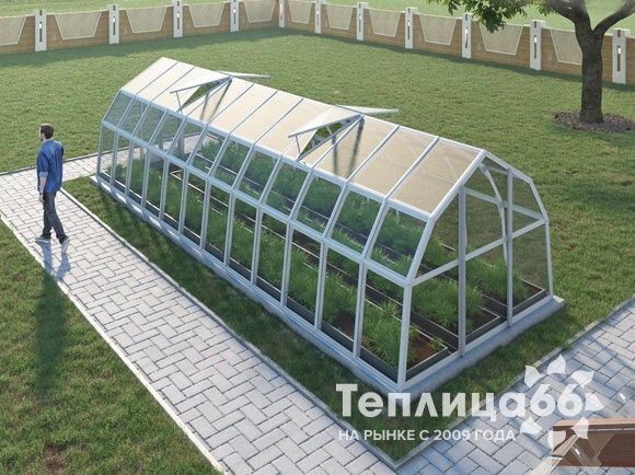 Теплица Рада Нева под стекло, 2,65х8 метров, белая