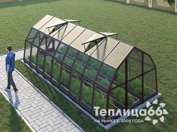 Теплица Рада Нева под стекло, 2,65х6 метров, коричневая