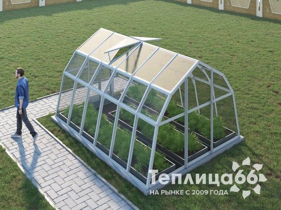 Теплица Рада Волга под стекло, 3х4 метра, белая