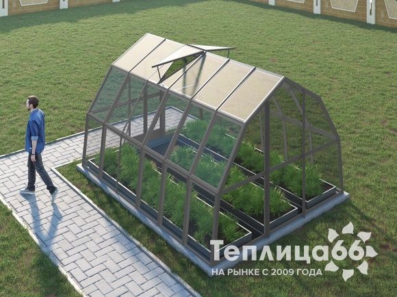Теплица Рада Исеть под стекло 3х4 метра, графитовая