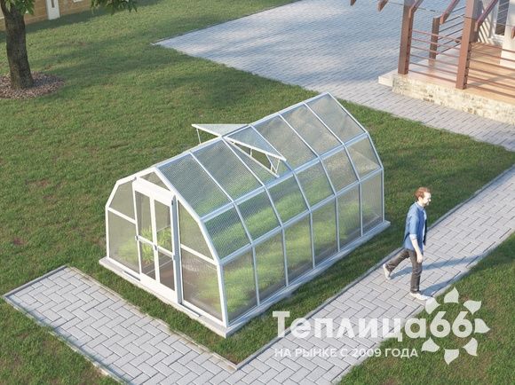 Теплица Рада Ладога из поликарбоната, 2.65х4 метра, белая